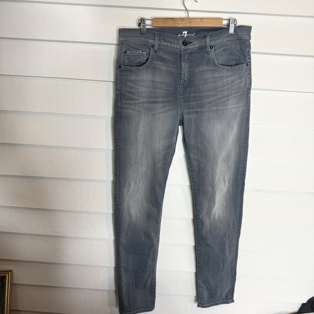 7 For All Mankind Gray Wash Skinny Jeans Men's Size 34 x 32